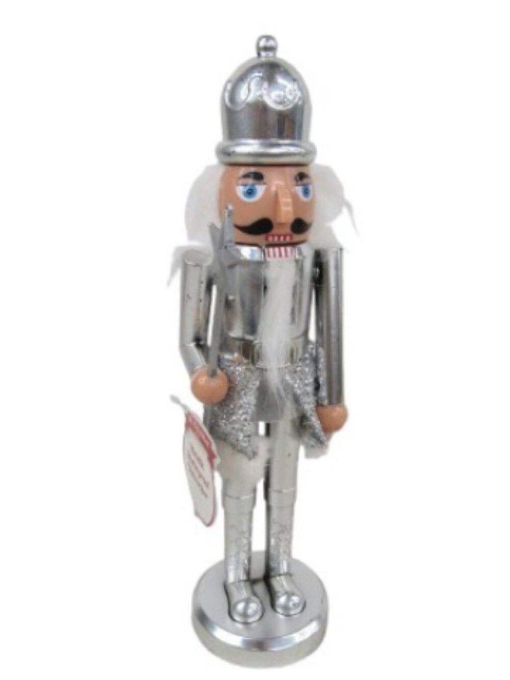 Mr. Christmas NWT Silver Metallic Nutcracker with Hang Tag, #10958, H-11"